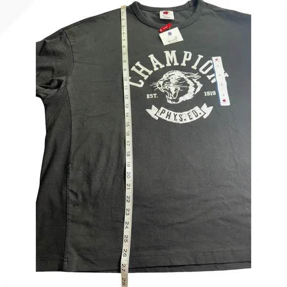 Champion Mens Boxy Graphic Tee Black Phys Ed Tiger Shirt Large Oversized - Picture 10 of 11